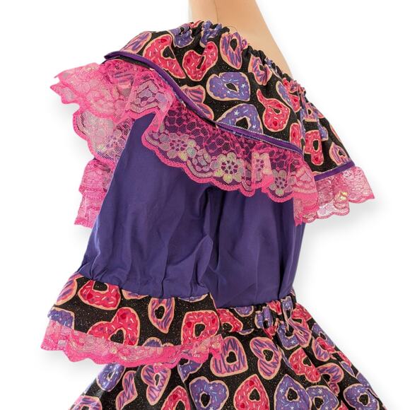 Donuts Square Dancing Dress ~ Pink Purple iridescent Lace whimsical - Picture 3 of 12